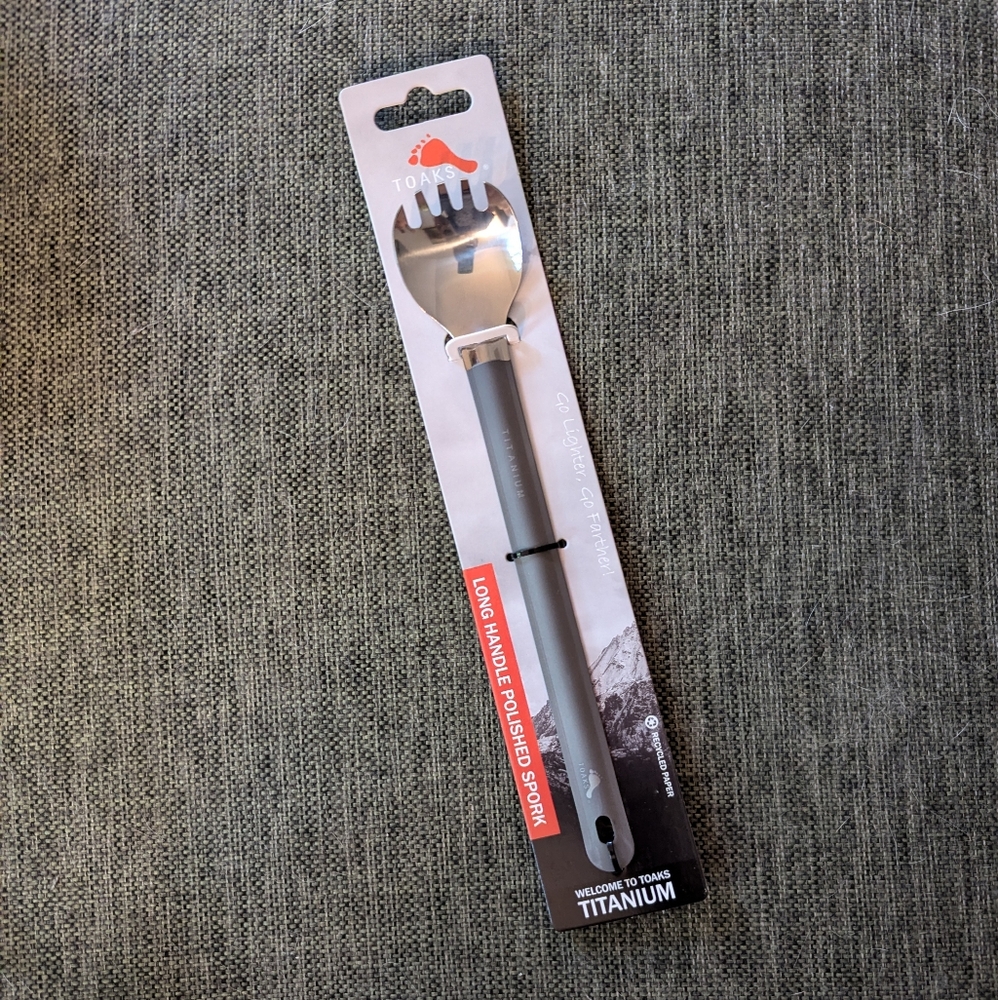 TOAKS Outdoor Titanium Long Handle Polished Spork